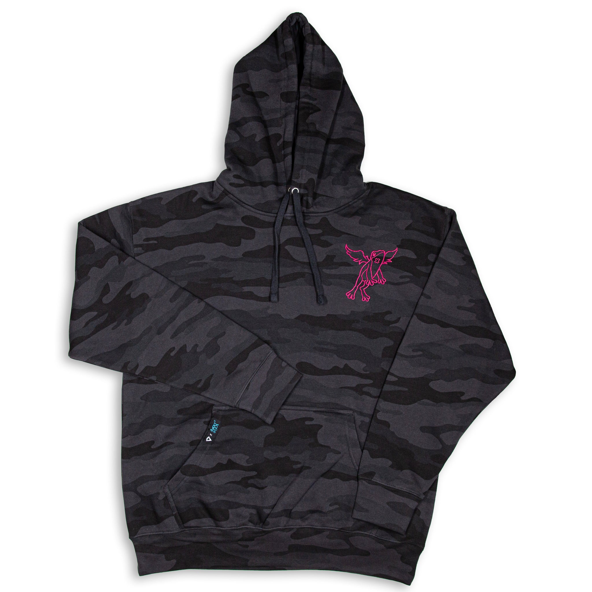 The Frogborn Hoodie | MBT Collab | Black Camo x Fire Pink