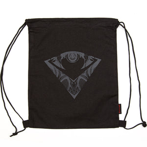 Cotton Drawstring Bag "Highseeker" Backpack-Style *Black Strings*